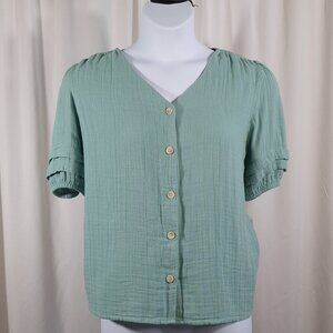 Sonoma Soft Sage Green XXL Textured Cotton Blouse NWT = Great Gift